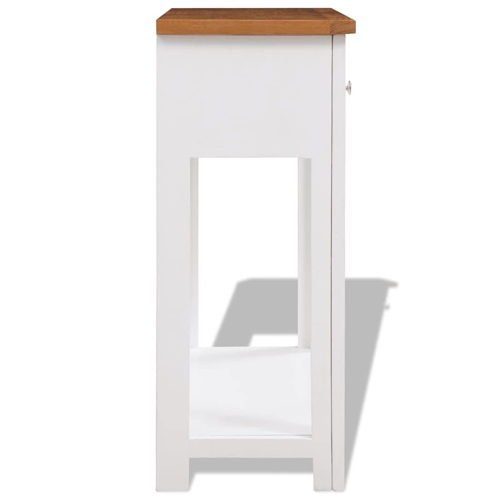 Solid Oak Wood Console Table with 2 Drawer and Shelf Q672