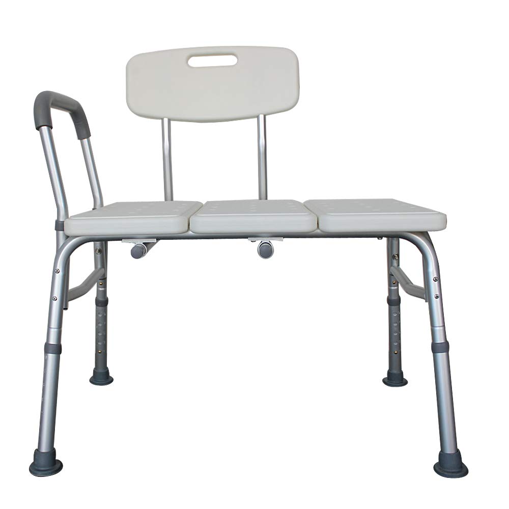 White Bath Chair with Padded Armrests and Back B395627
