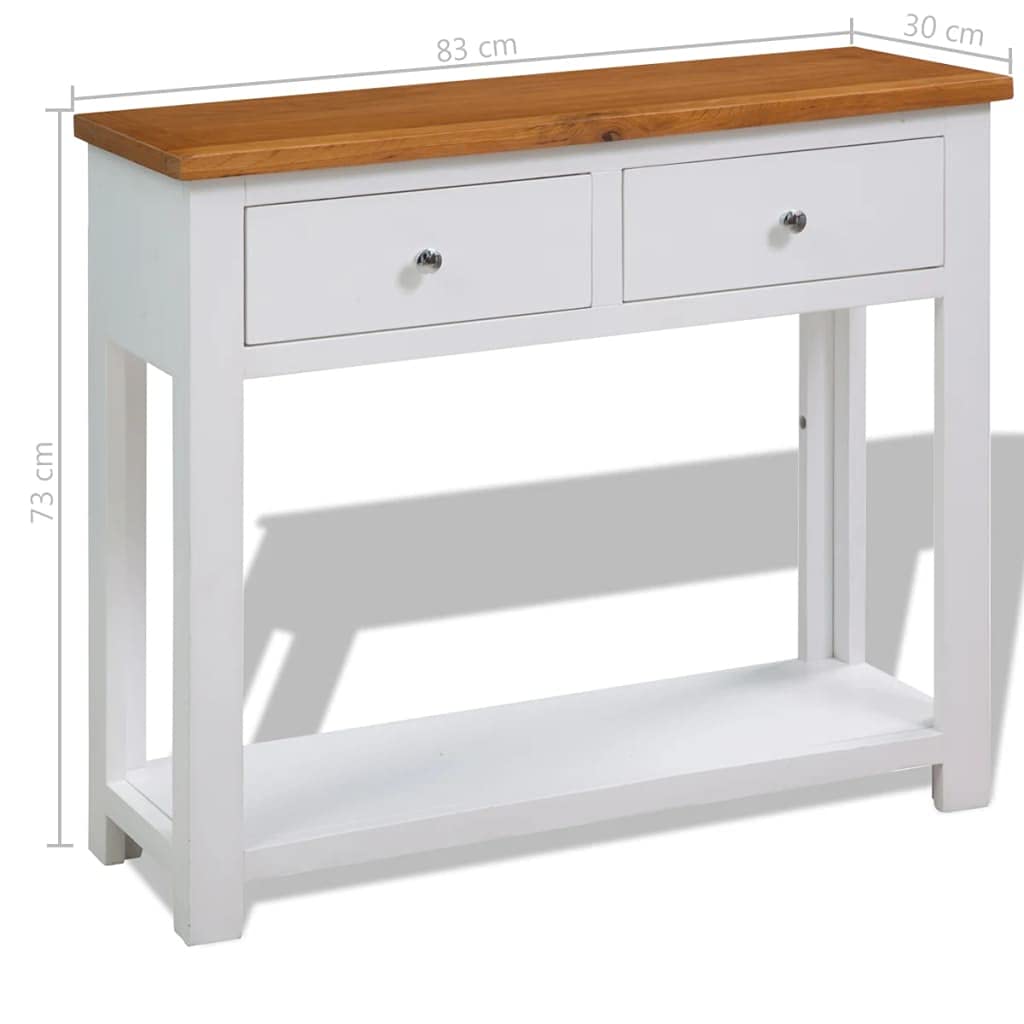 Solid Oak Wood Console Table with 2 Drawer and Shelf Q672