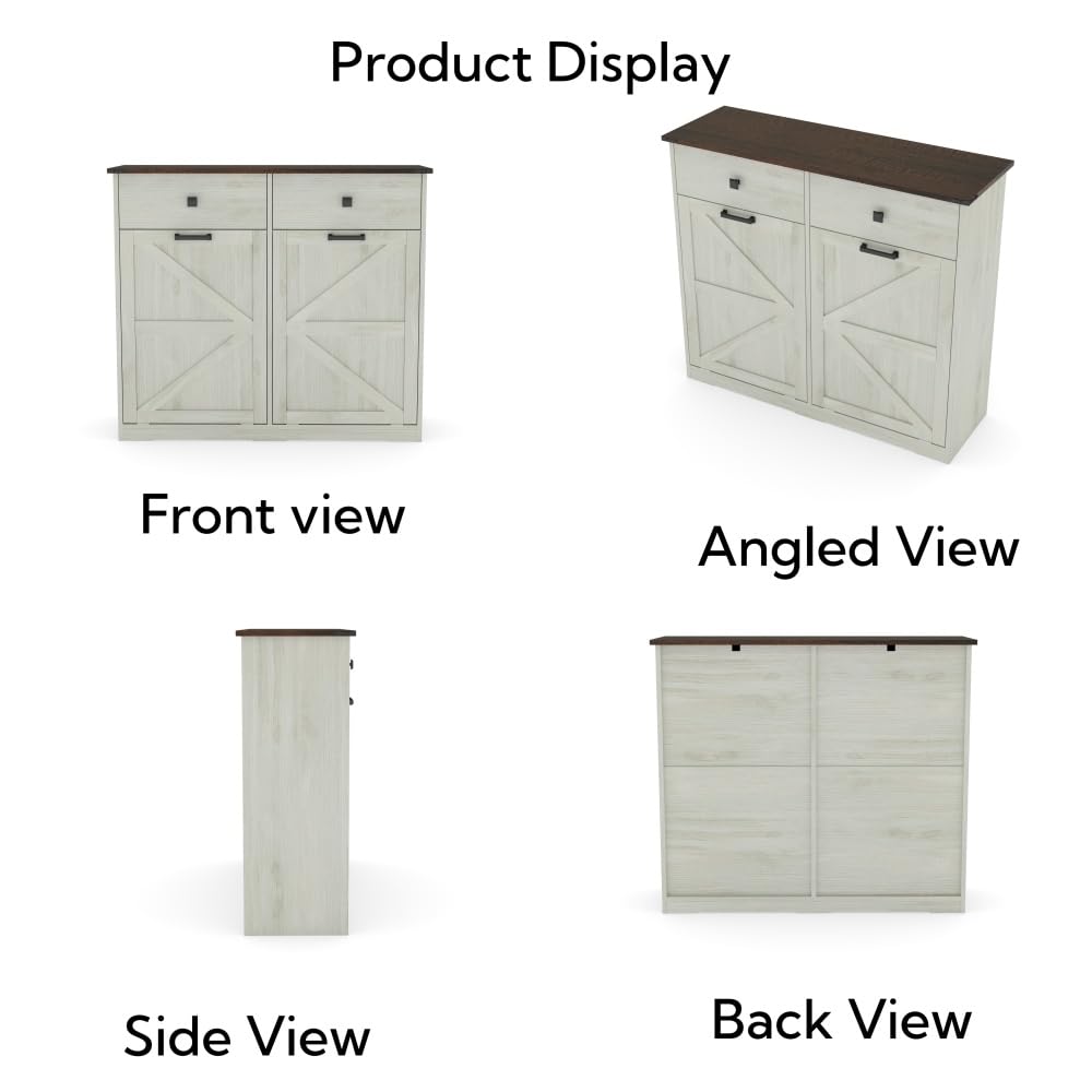 Antique White Woodgrain Tilt Out Trash Cabinet H922