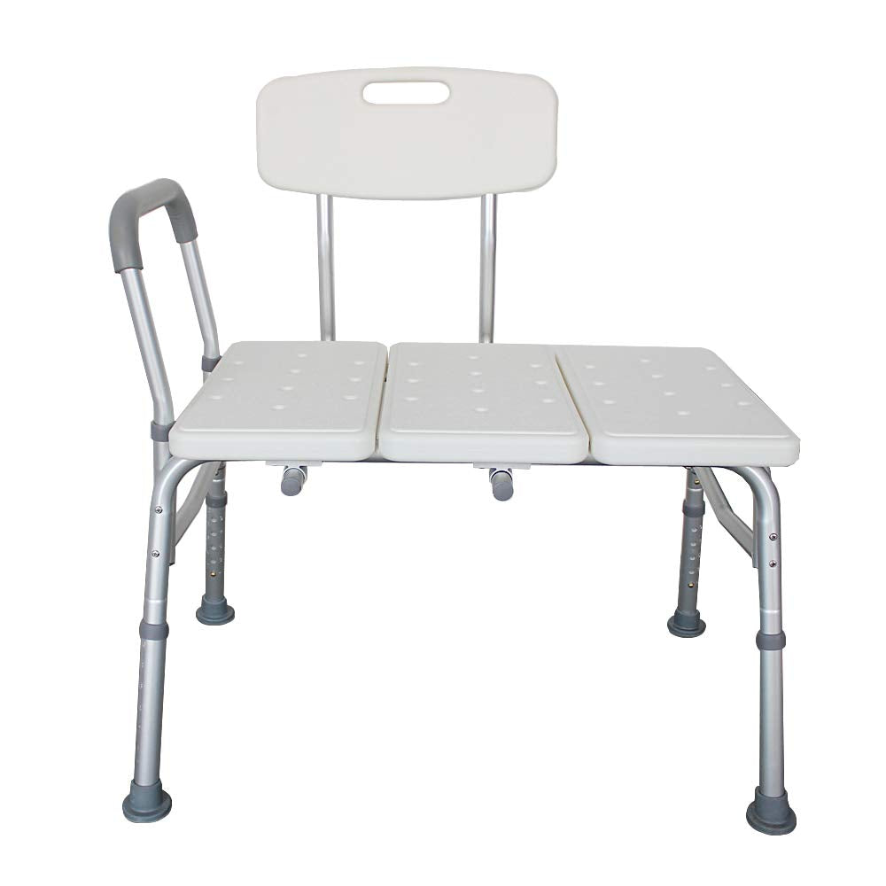 White Bath Chair with Padded Armrests and Back B395627