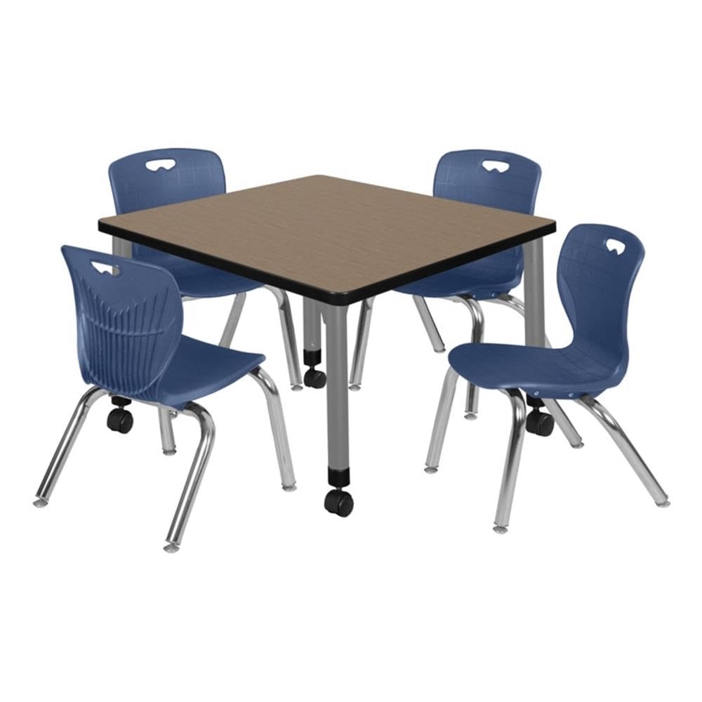 Square Mobile Table with 4 Stack Chairs D221753