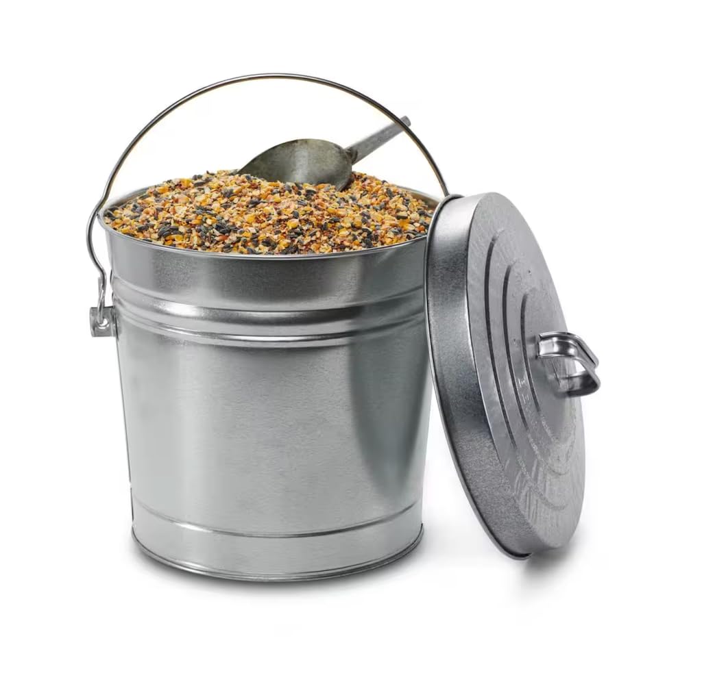 6 Gallon Galvanized Steel Round Trash Can with Locking Lid F324044