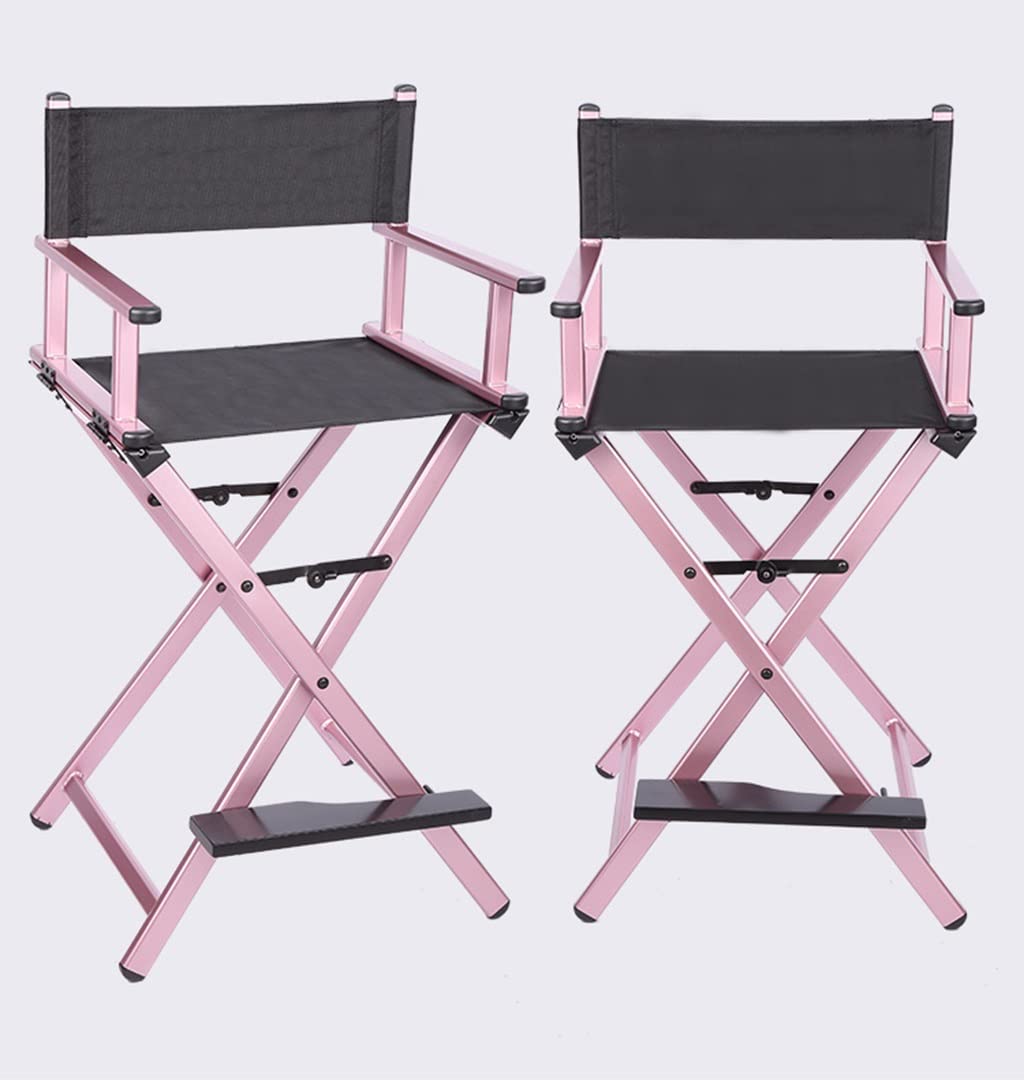 Pink Aluminum Foldable Makeup Artist Chair with Footrest T425