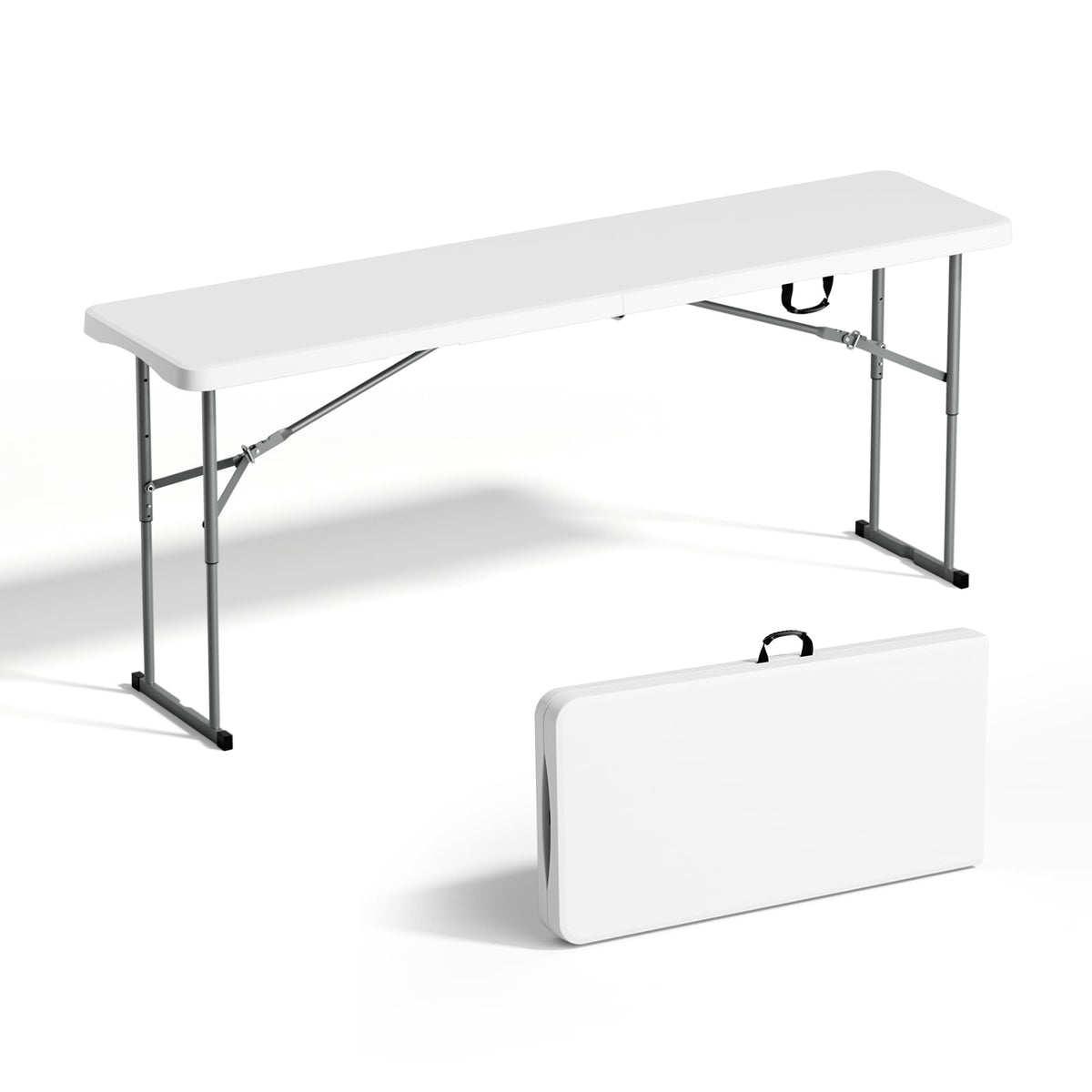 White 6 FT Narrow Folding Table with Carrying Handle G579003