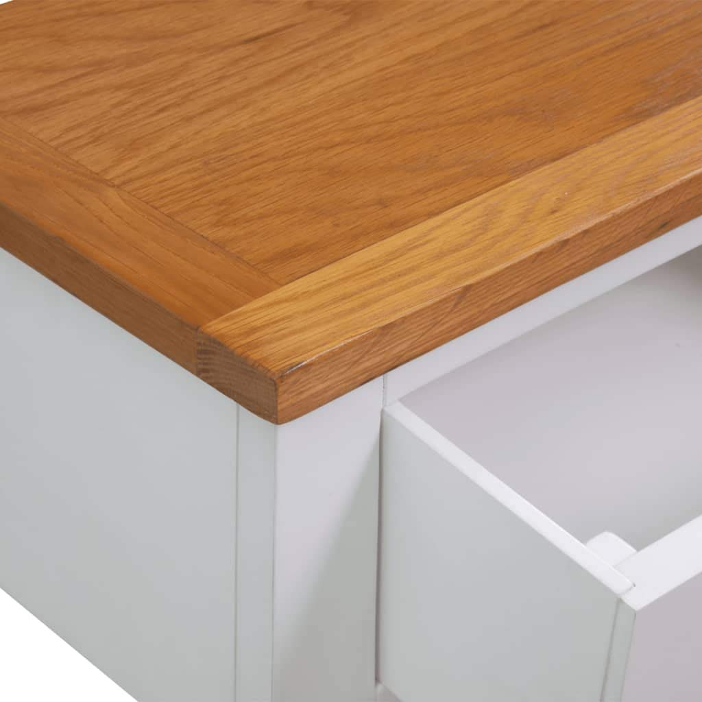 Solid Oak Wood Console Table with 2 Drawer and Shelf Q672