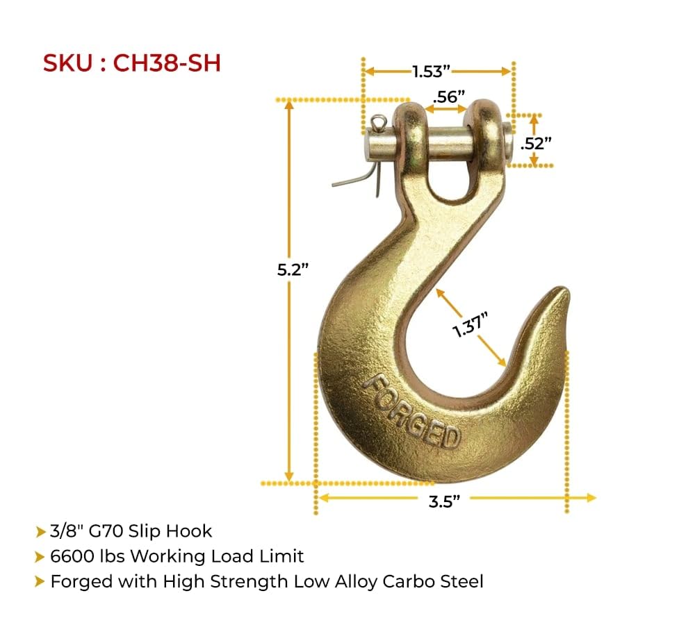 3/8" Clevis Slip Hook 6,600 LBS Grade 70 T6399