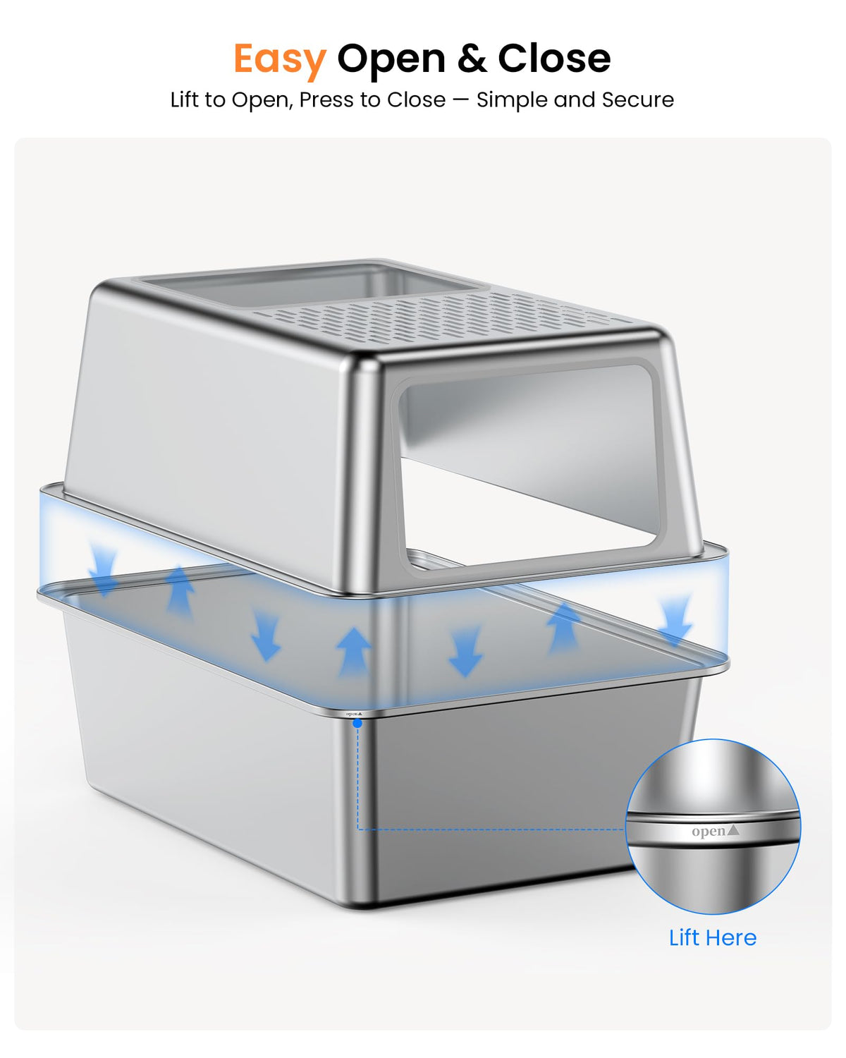 Stainless Steel Enclosed Cat Litter Box with Lid A696521