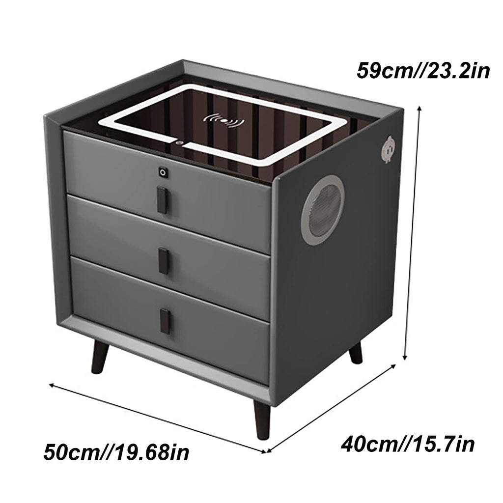 White 3 Drawer Bed End Table with Wireless Charging R4608