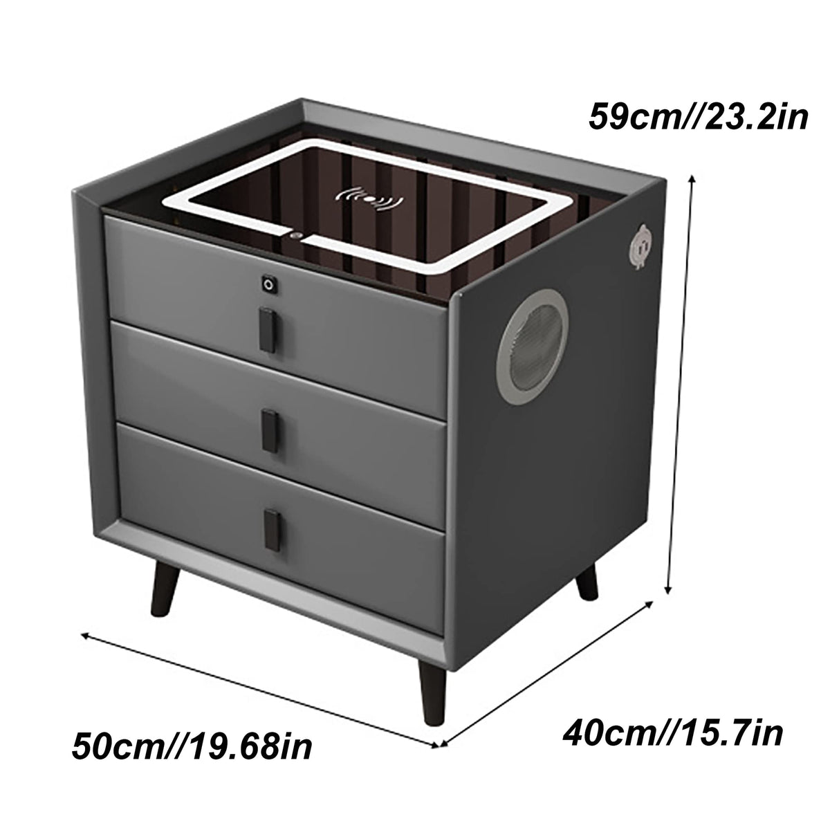 White 3 Drawer Bed End Table with Wireless Charging R4608