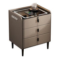 Khaki Nightstand with Wireless Charging Station and 3 Drawers P359583