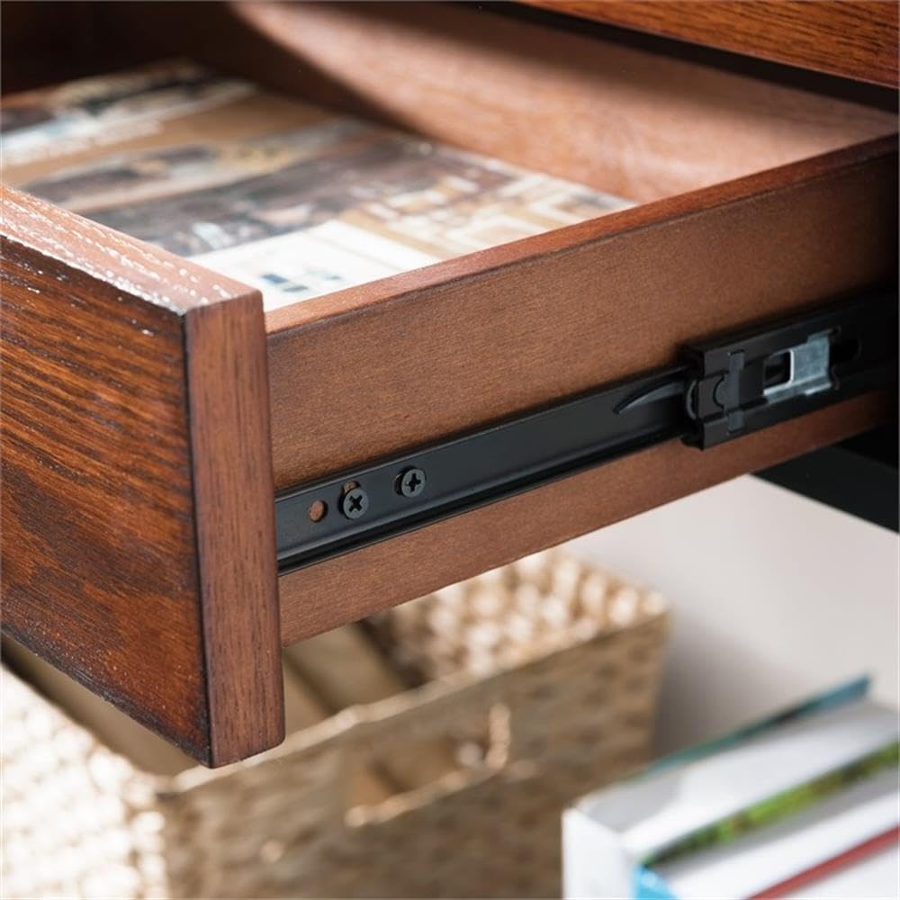 Industrial Wood Console Table with 2 Drawers and Storage Shelf Y41070