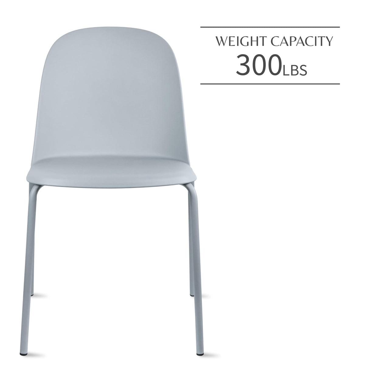 Grey Plastic Dining Chair with Metal Legs F439905