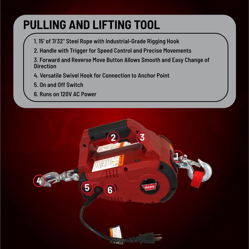 120V AC Electric Winch with 1/2 Ton Capacity C204