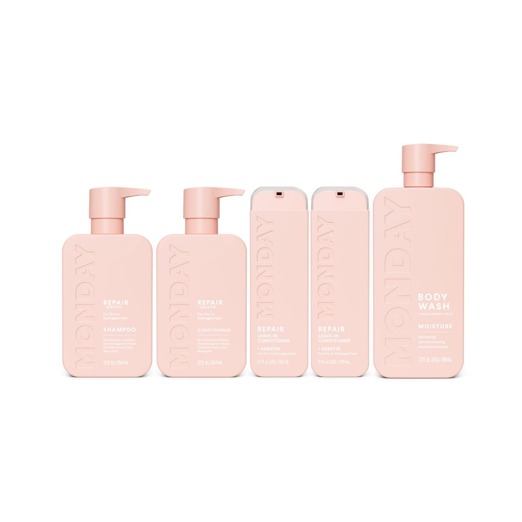 Repair Shampoo and Conditioner Set, Moisture Body Wash, Leave-in Conditioner V7273