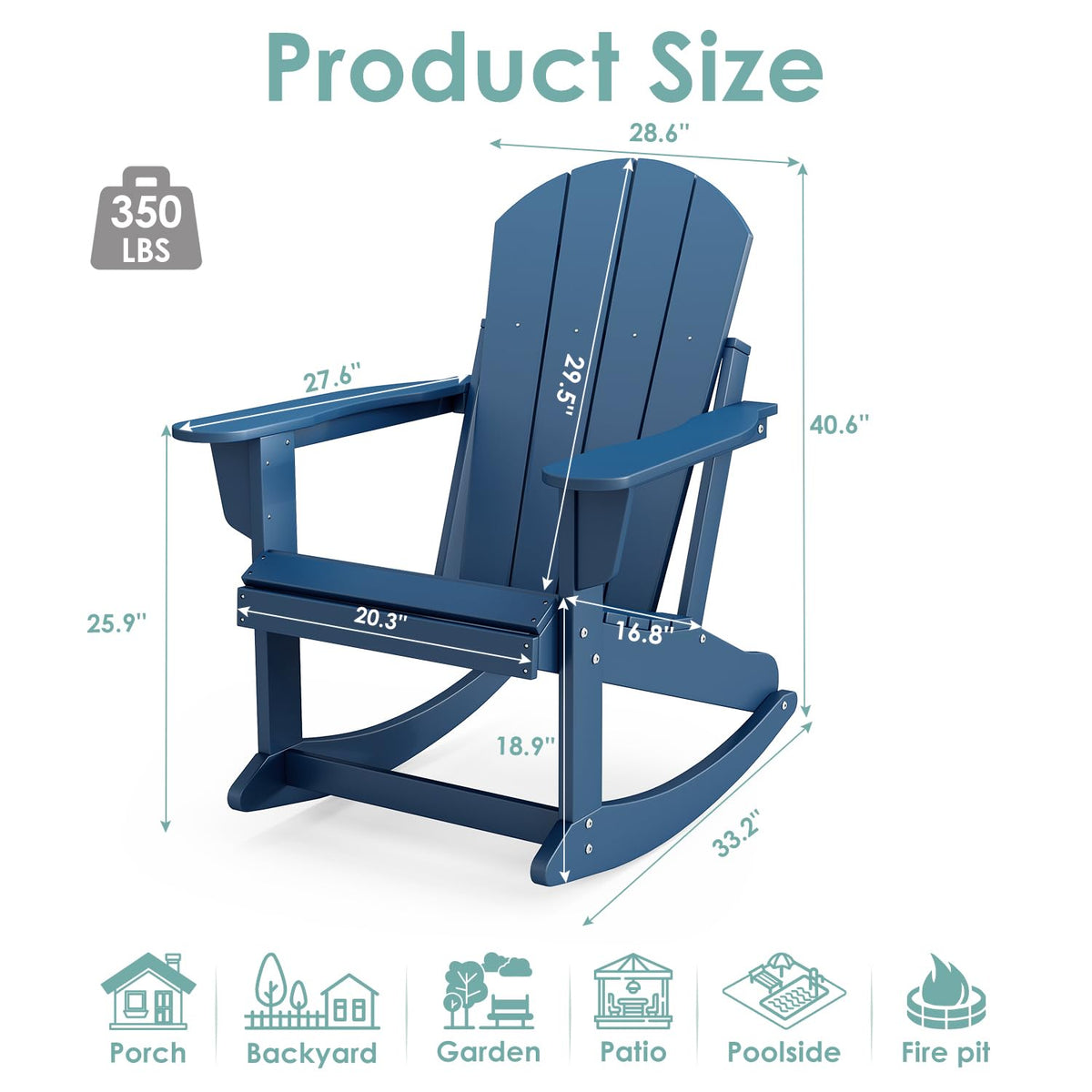 Blue HDPE Plastic Rocking Chairs Set of 2 Y5716