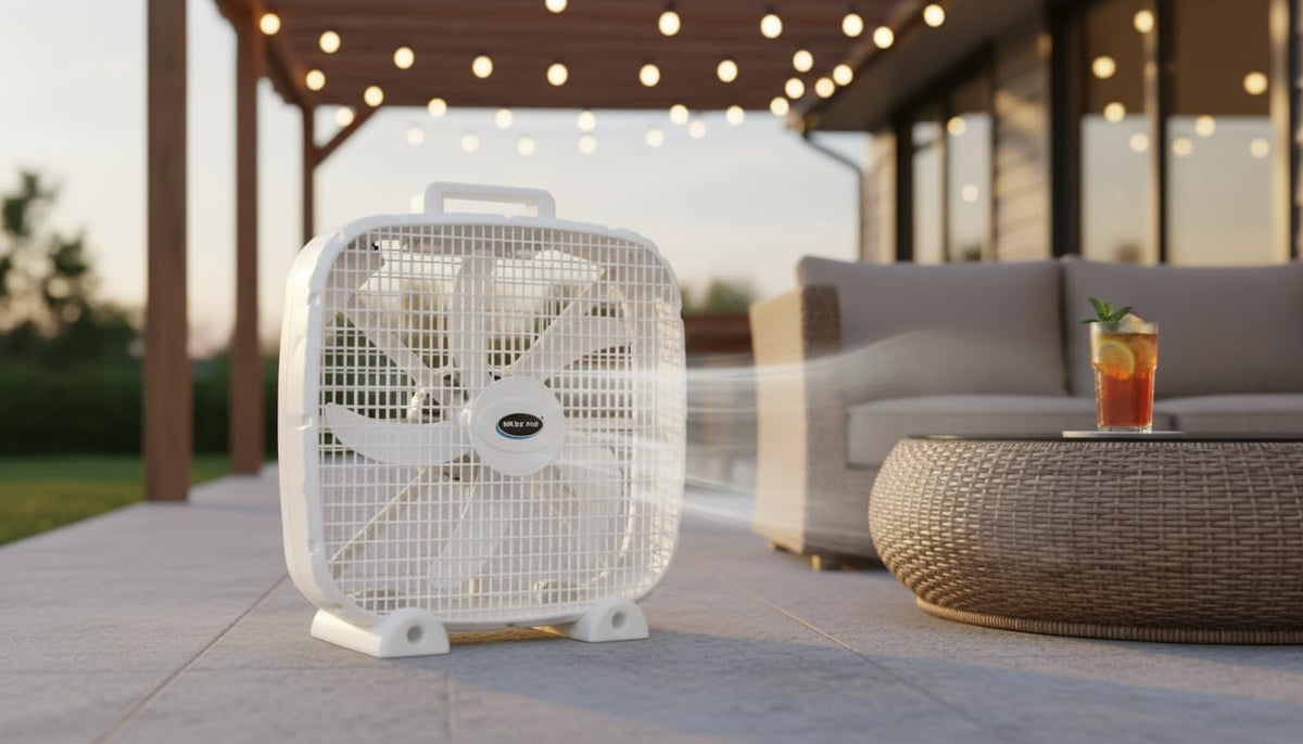 3-Speed Box Fan with Carry Handle, 5 Blades, 20-Inch, White V916