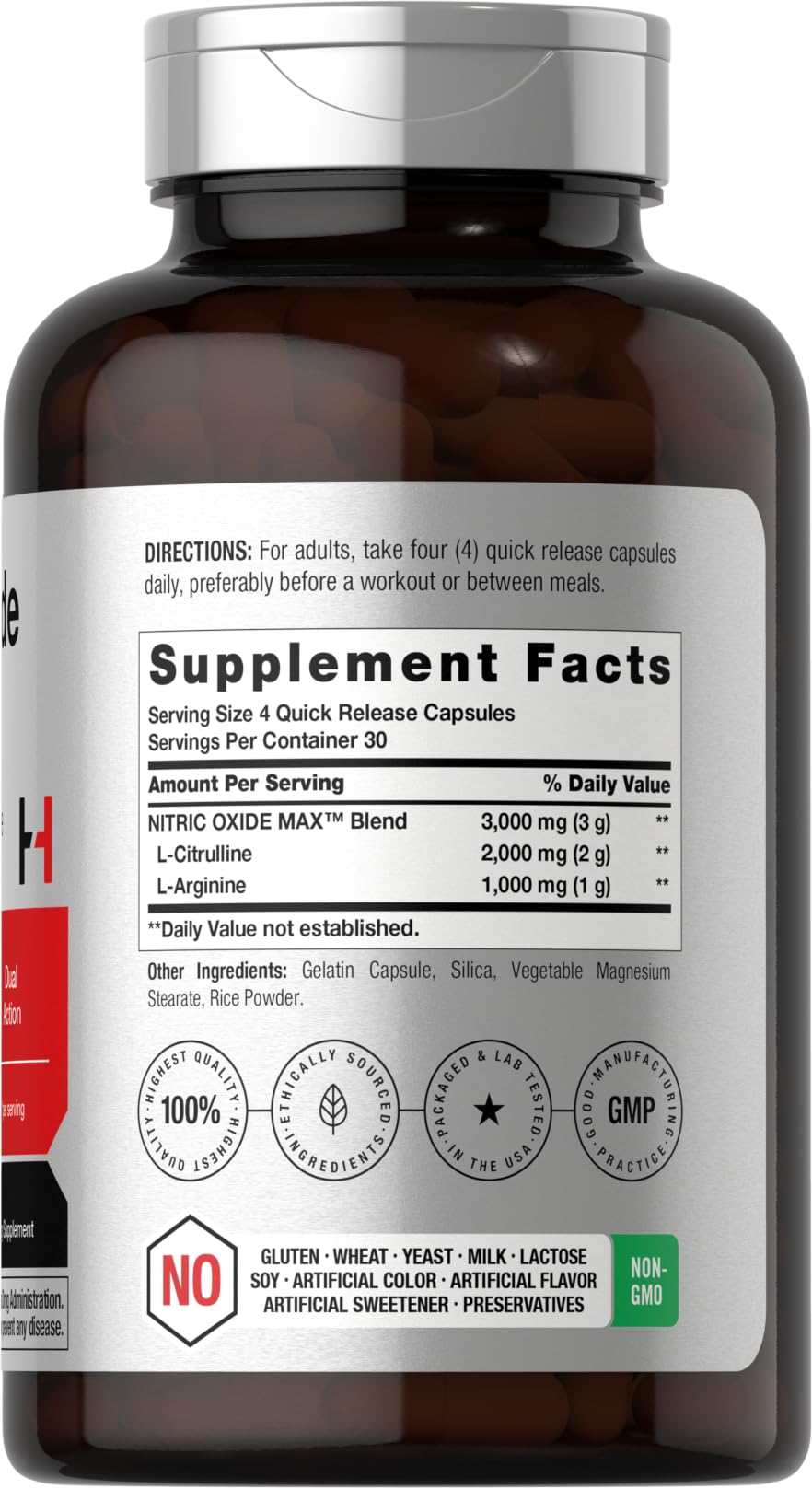 Nitric Oxide Supplement 3000mg 120 Capsules L8266