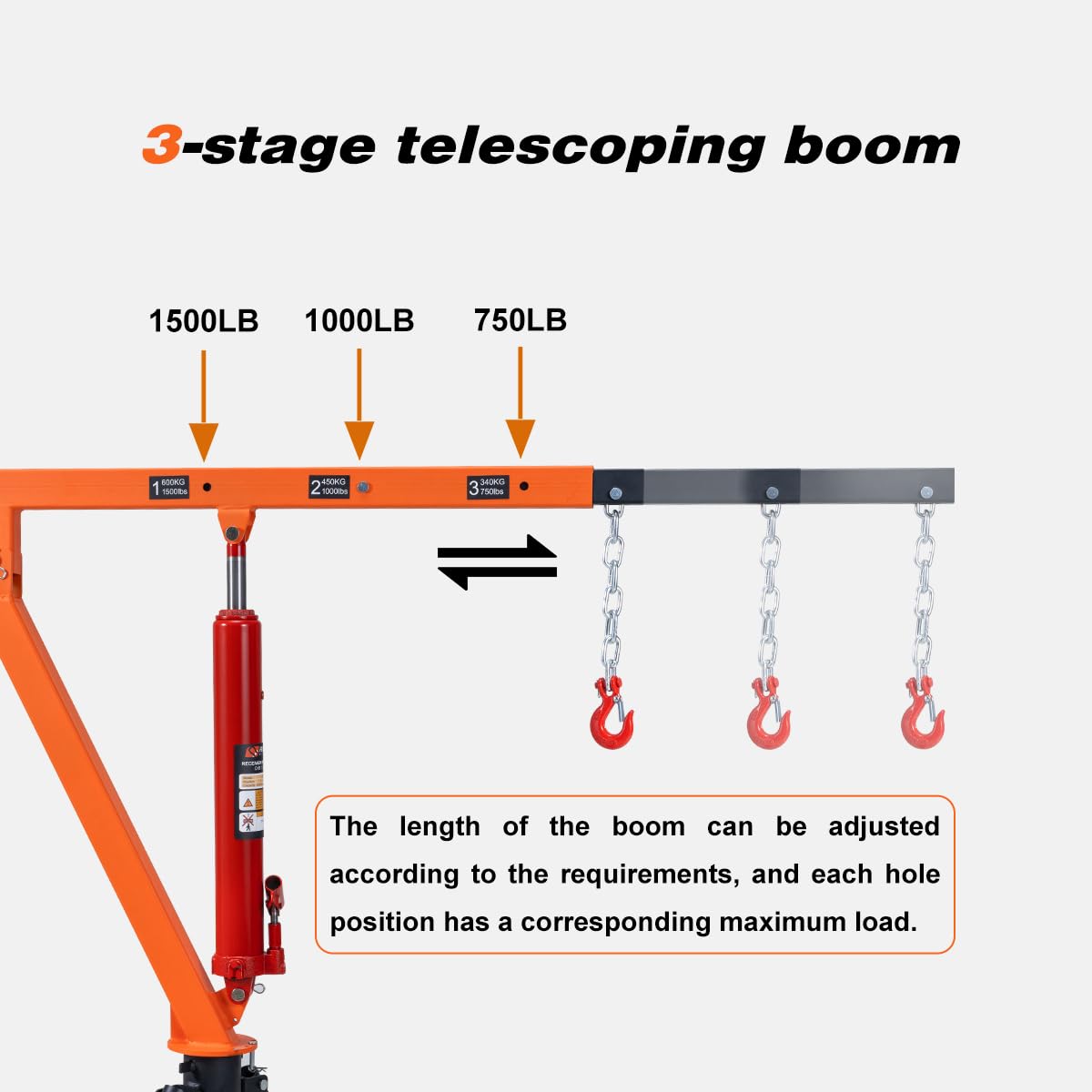 1500 lb Hydraulic Hitch Mounted Truck Crane M2611