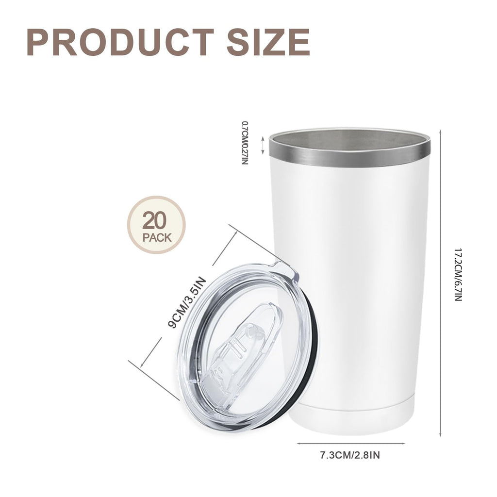 20 Pack Stainless Steel Insulated Tumbler 20oz White E460204