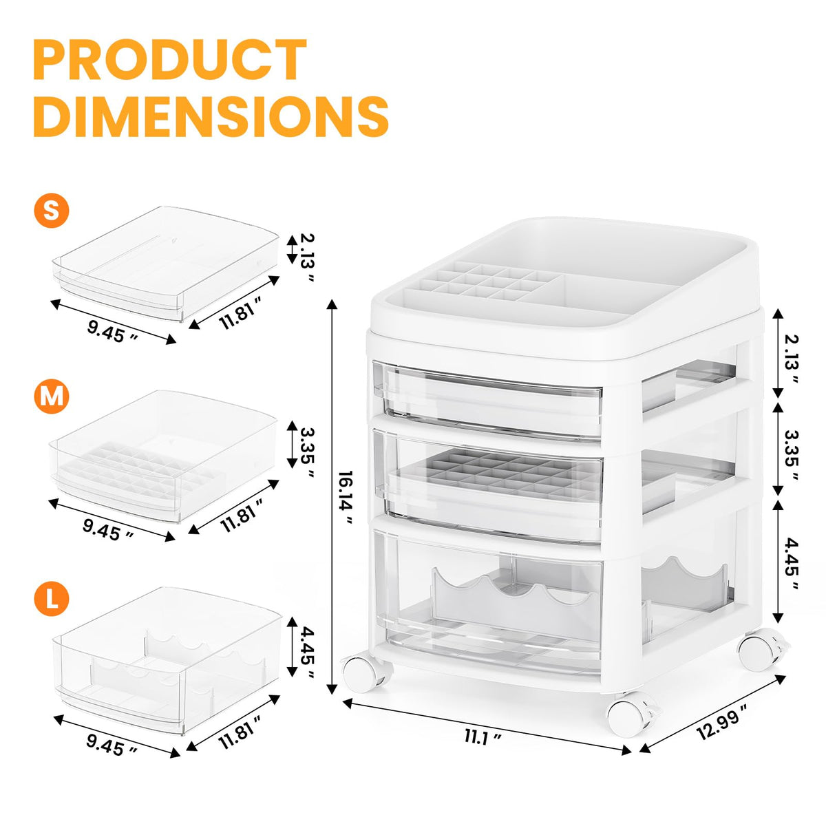 Rolling Cart with 3 Drawers P2567