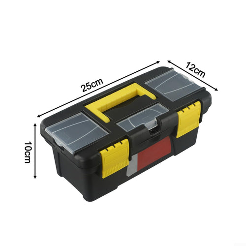10-Inch Plastic Tool Box with Reinforced Handle and Secure Latches X56212