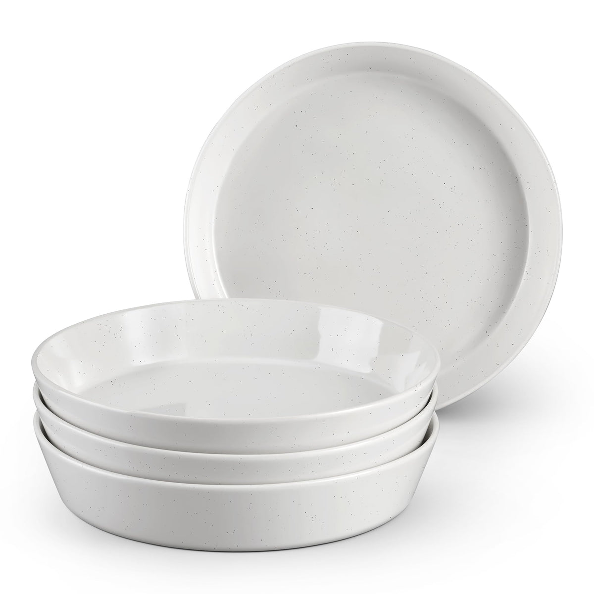 34oz Stoneware Pasta Bowls Set of 4 Speckled White F204711