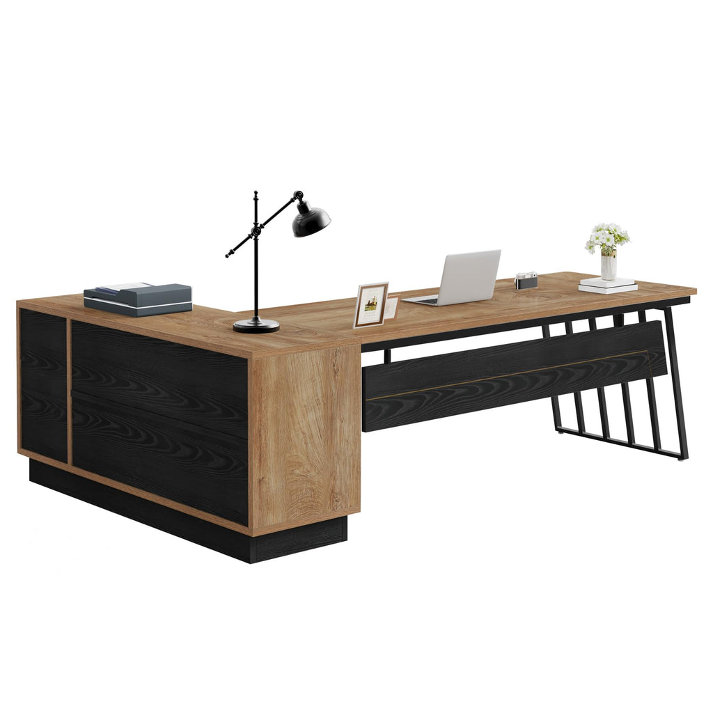71-Inch L-Shaped Executive Desk with Cabinet S749729