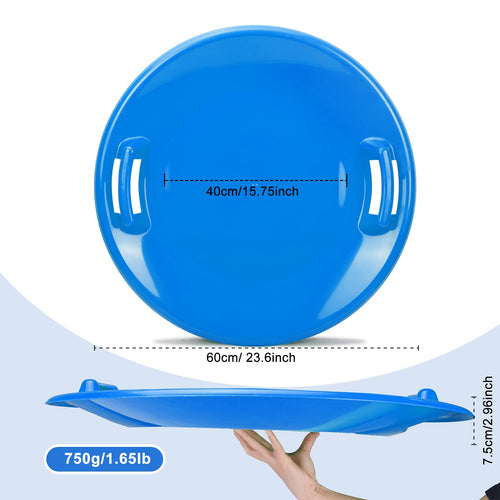 23.6 Inch Round Plastic Snow Saucer Sled with Handles L457021