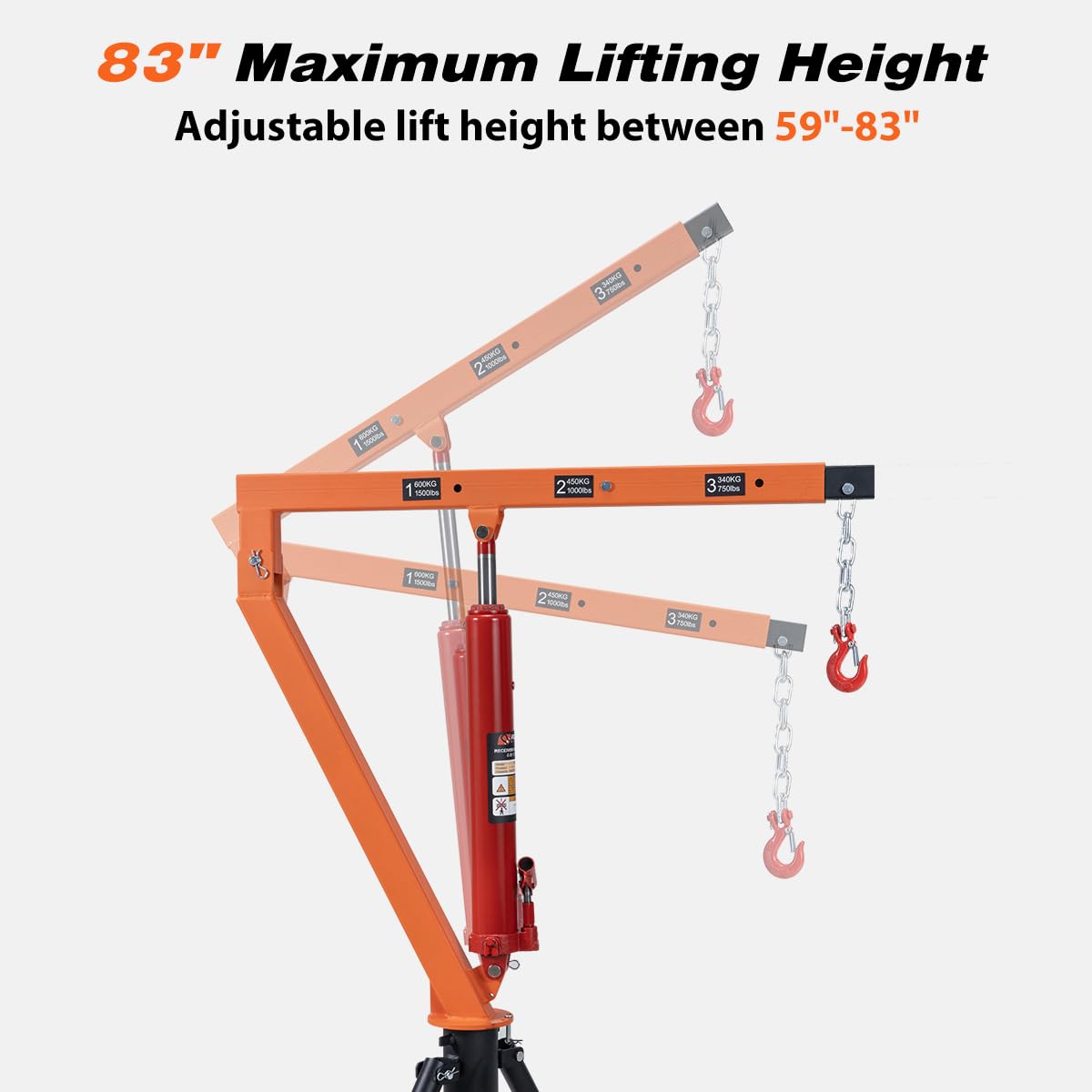 1500 lb Hydraulic Hitch Mounted Truck Crane M2611