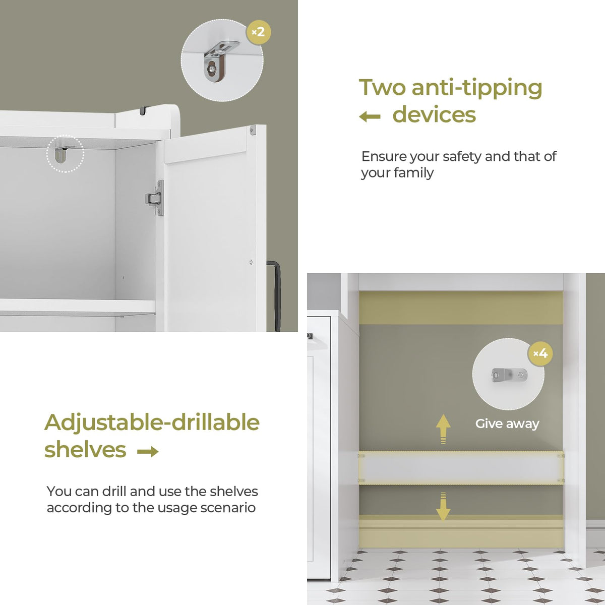 White Over The Toilet Storage Cabinet with Adjustable Shelf C28587