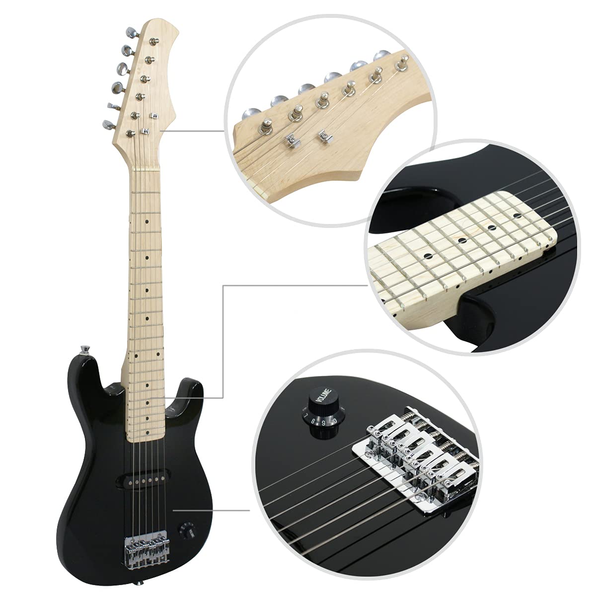 30" Beginner Electric Guitar with 5W Amp and Bag (Black) N498