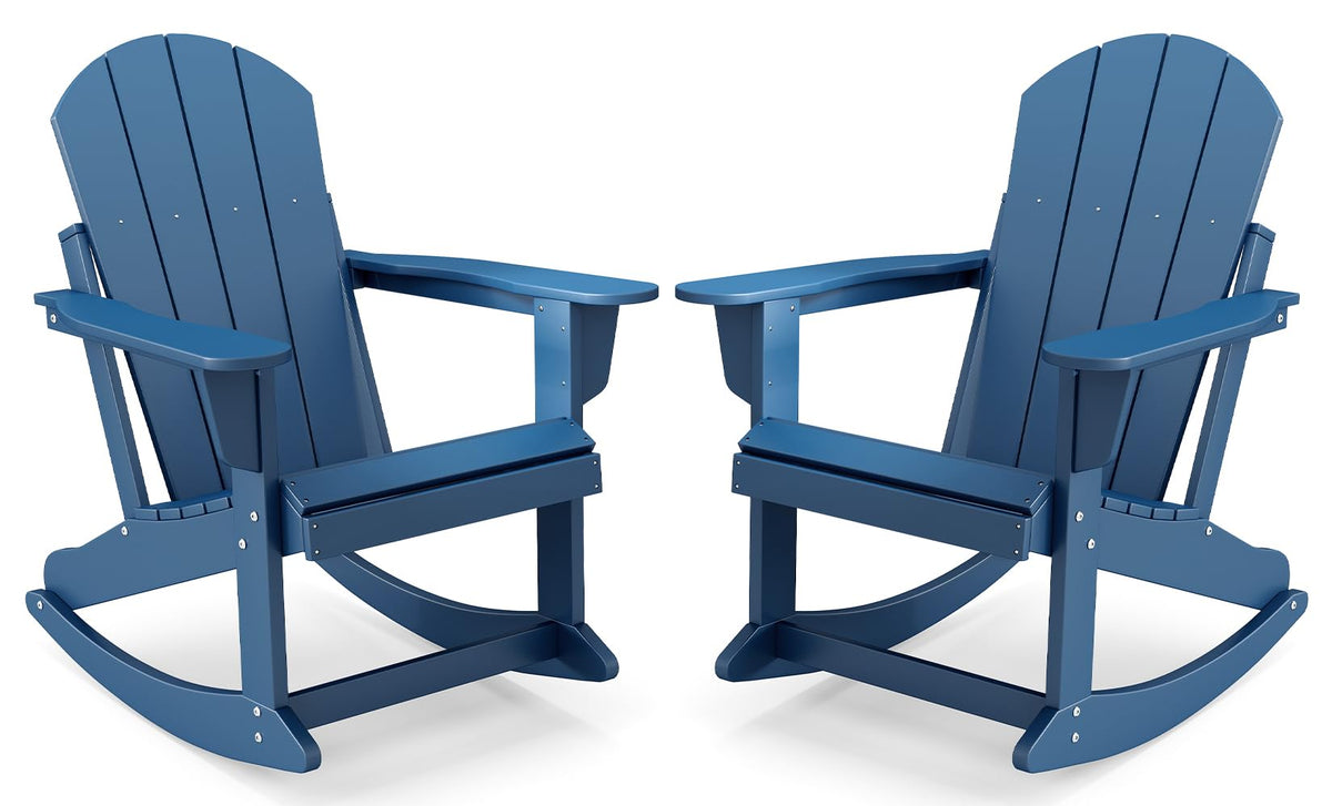 Blue HDPE Plastic Rocking Chairs Set of 2 Y5716
