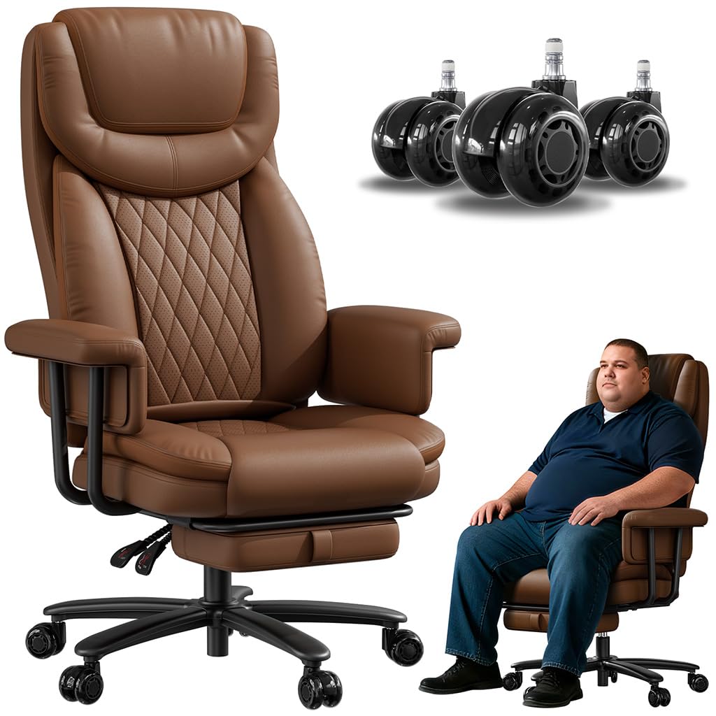 Big and Tall 500LBS Reclining Office Chair with Footrest Y55738
