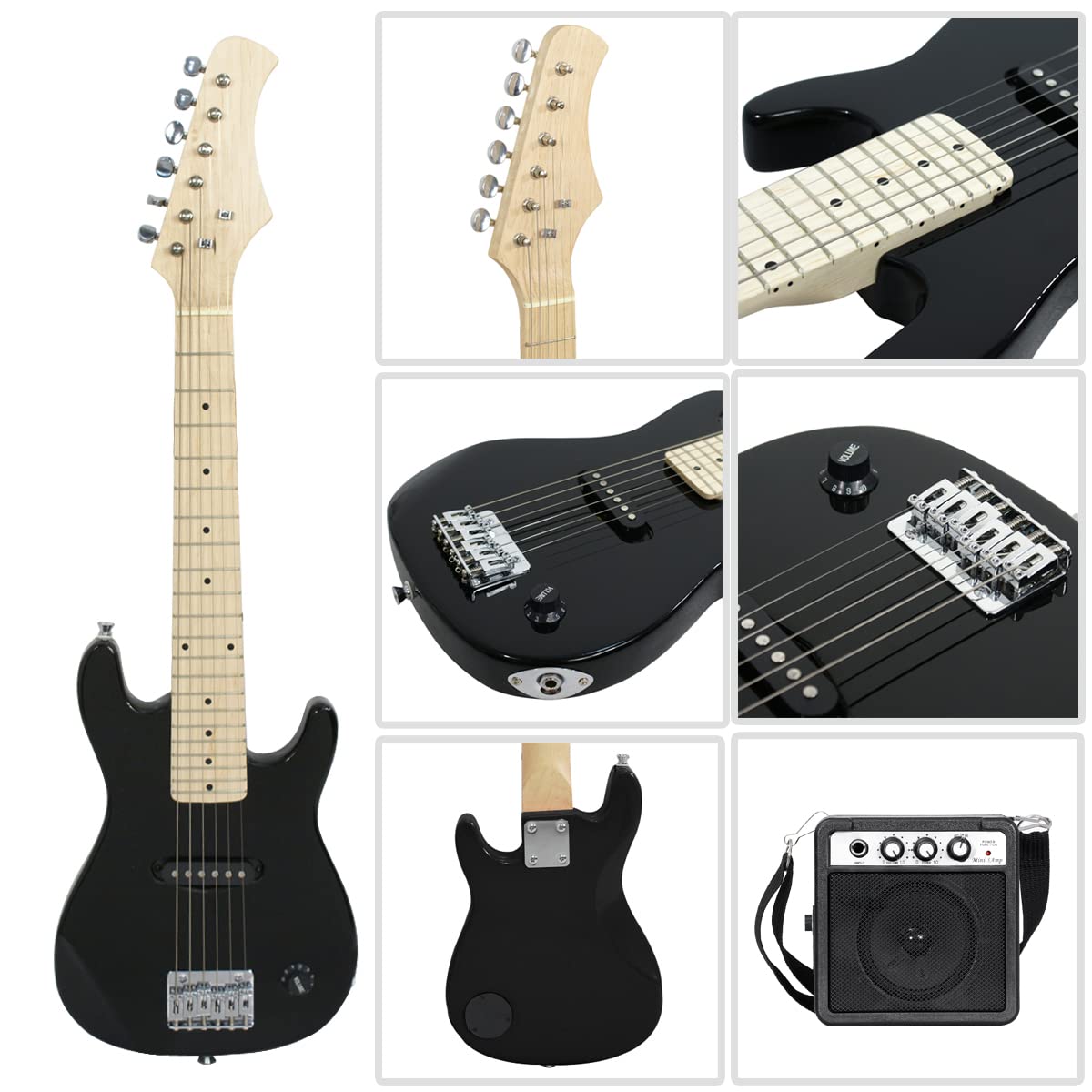 30" Beginner Electric Guitar with 5W Amp and Bag (Black) N498