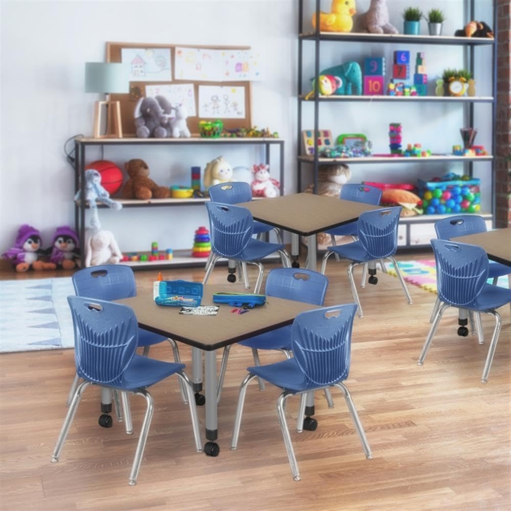 Square Mobile Table with 4 Stack Chairs D221753