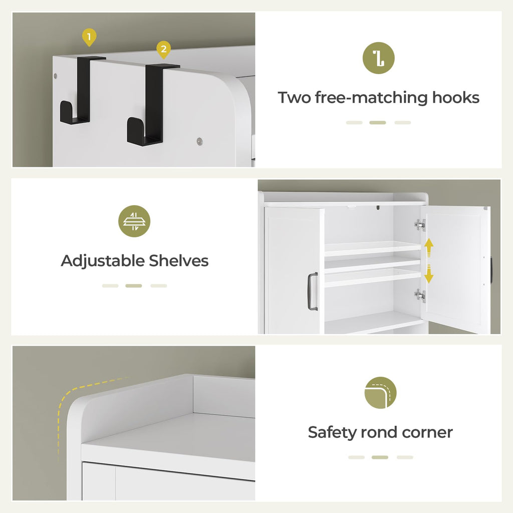 White Over The Toilet Storage Cabinet with Adjustable Shelf C28587