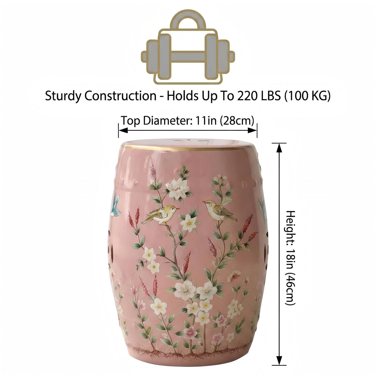 Hand-Painted Ceramic Garden Stool R5814