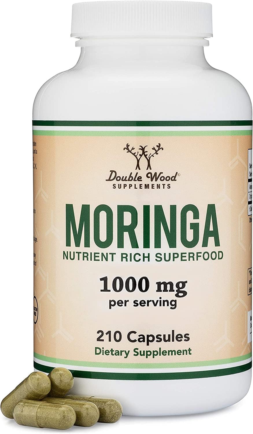 Organic Moringa Leaf 1,000mg 210 Capsules E180