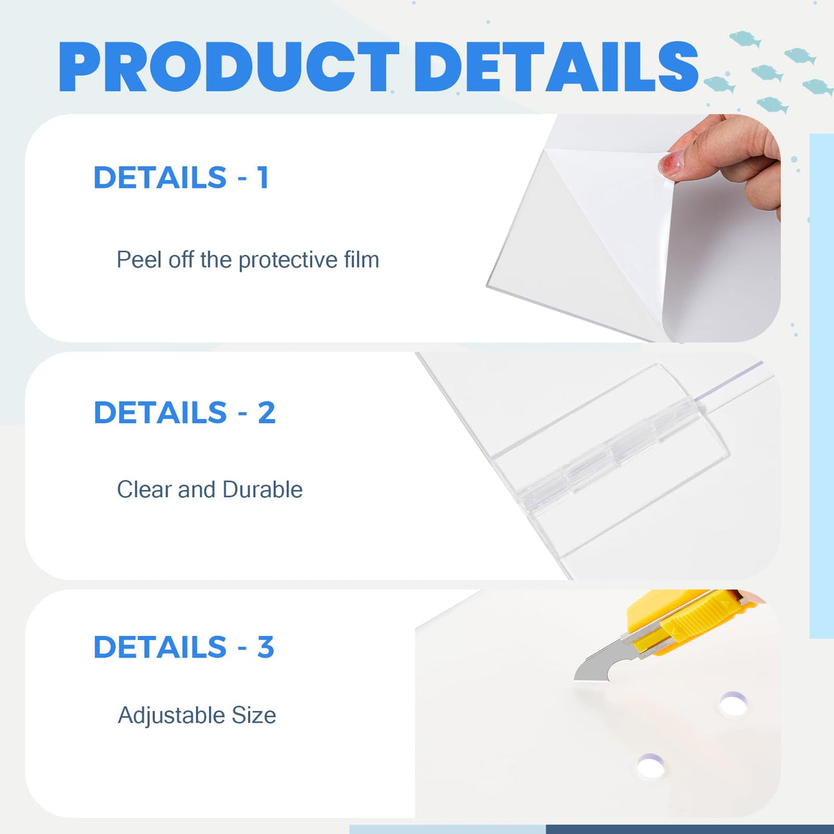 Polycarbonate Aquarium Lid 2 Pieces Set with Hook Knife P303