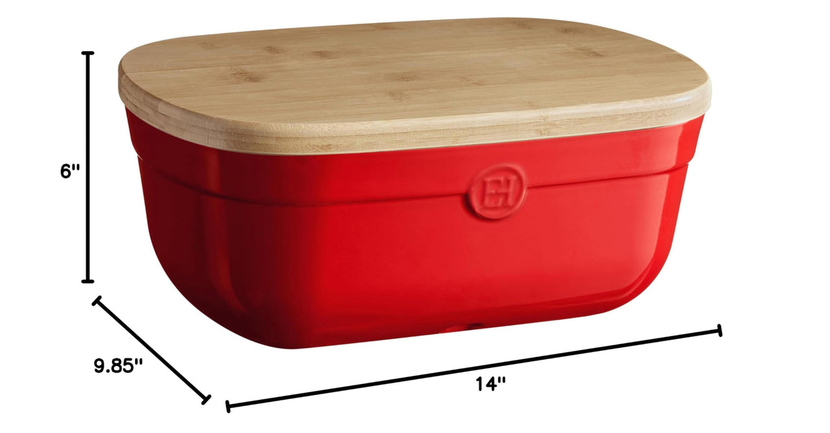 Ceramic Bread Box 14"x 9.85"x 6" Burgundy T758