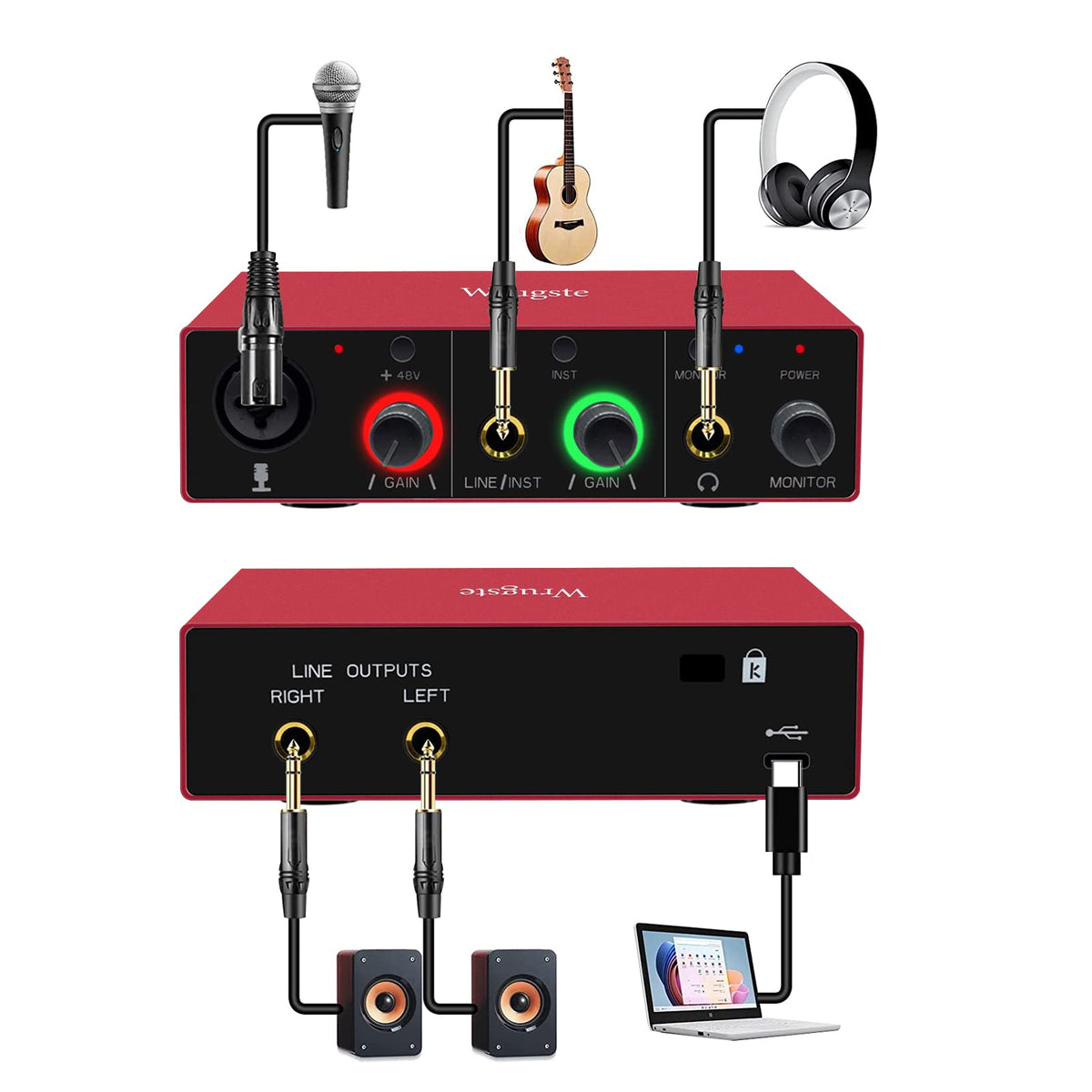 USB Audio Interface 24Bit/192kHz 48V Phantom Power J523