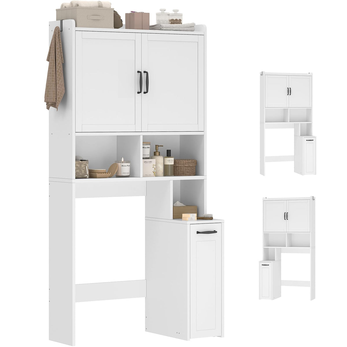 White Over The Toilet Storage Cabinet with Adjustable Shelf C28587