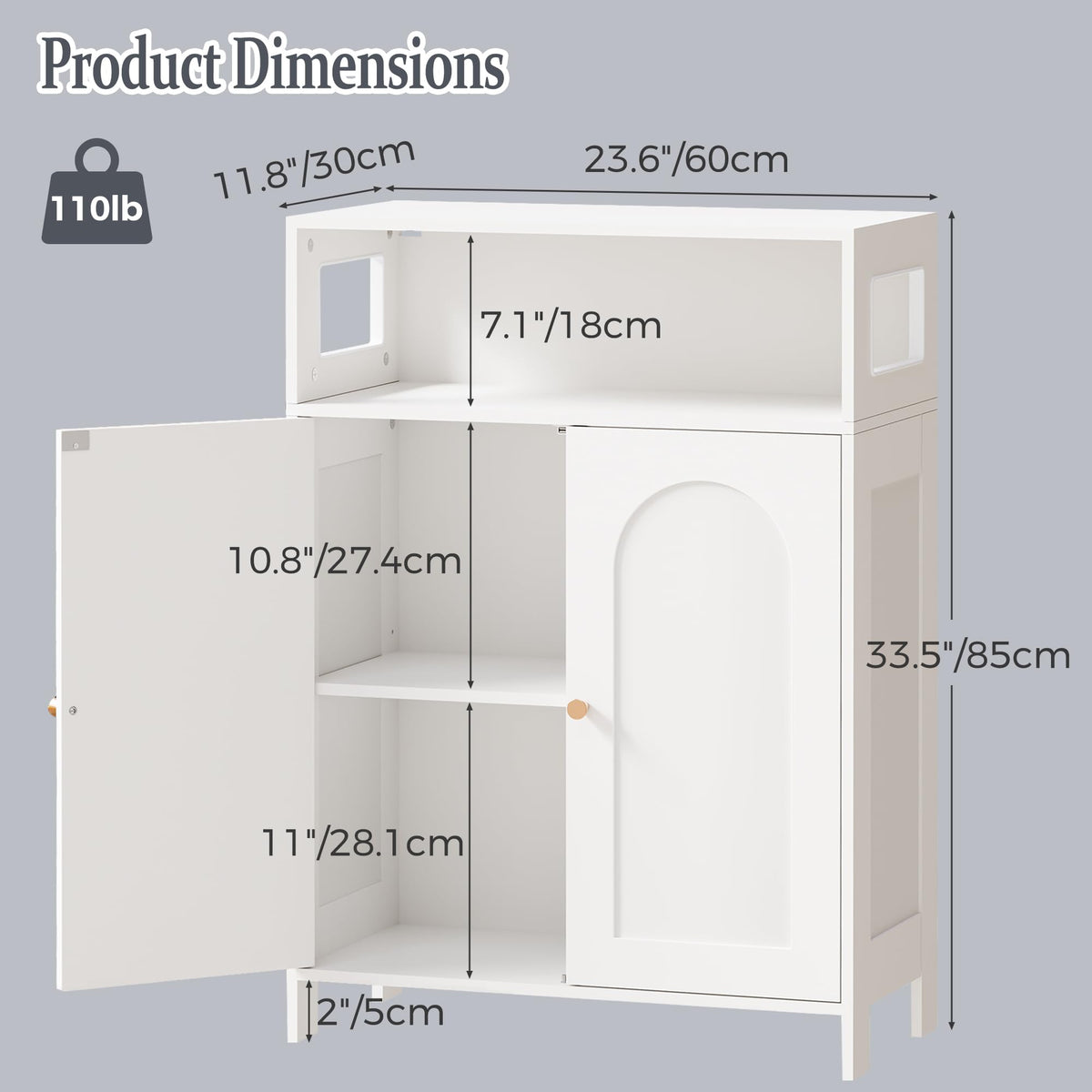 Bathroom Storage Cabinet with Adjustable Shelf & Doors U2112