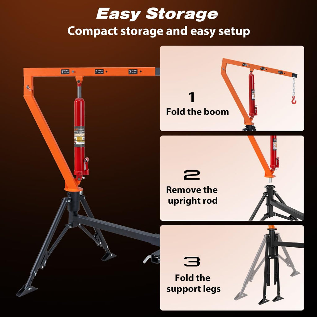 1500 lb Hydraulic Hitch Mounted Truck Crane M2611