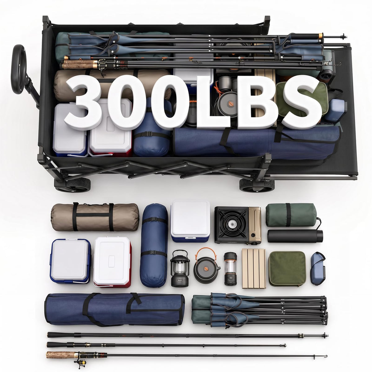 Collapsible Wagon with Tailgate, 300 lb Capacity G711318