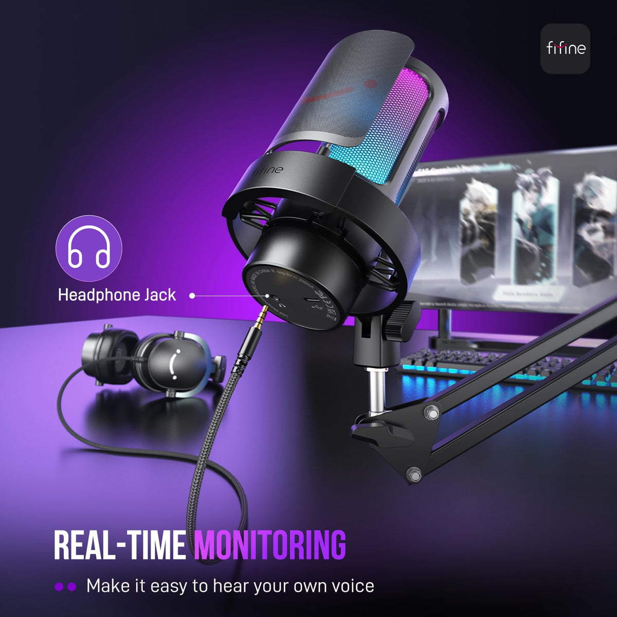 USB Gaming Microphone with Boom Arm F134