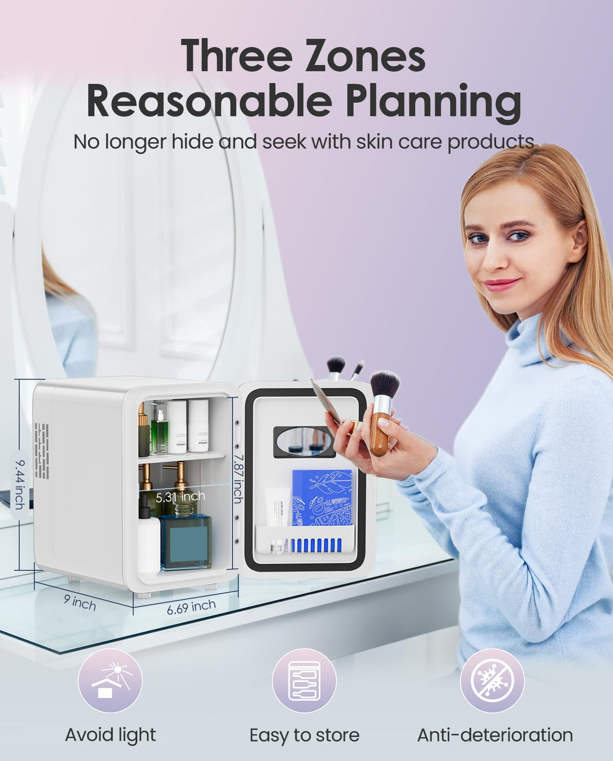 4L Pearly White Mini Skincare Fridge J3638