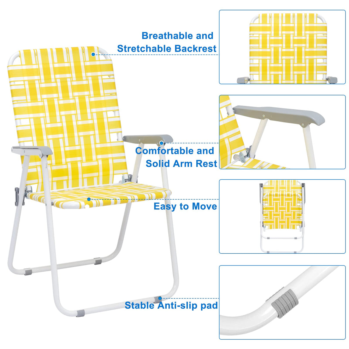 Folding Camping Chair Set of 2 Yellow X34546