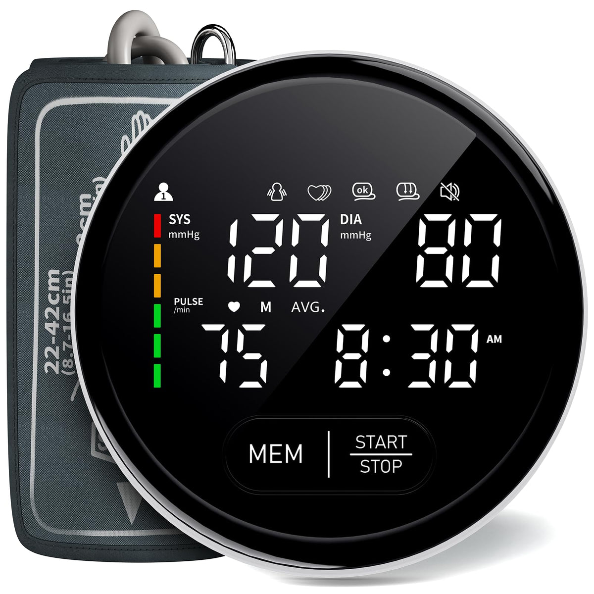 Blood Pressure Monitor Upper Arm Adjustable Cuff Voice Broadcast Large Backlit Display 240 Sets Memory U33464